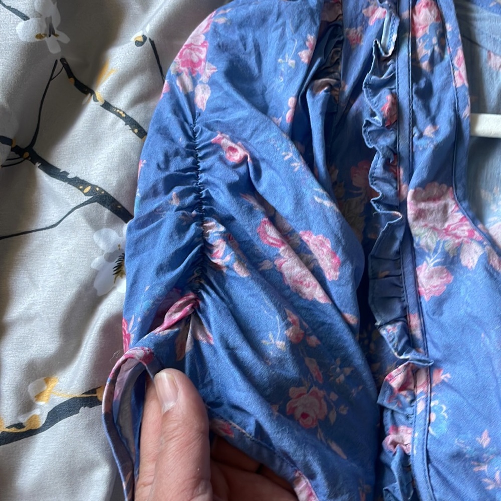 Loveshackfancy Roth Floral Tiered Ruffle Cotton Dress In Faded Denim - Picture 13 of 17